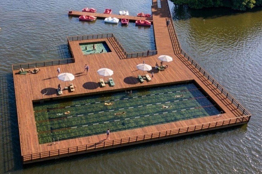 Des bassins au milieu de structures flottantes : projet singulier pour le plan d'eau de Vieure